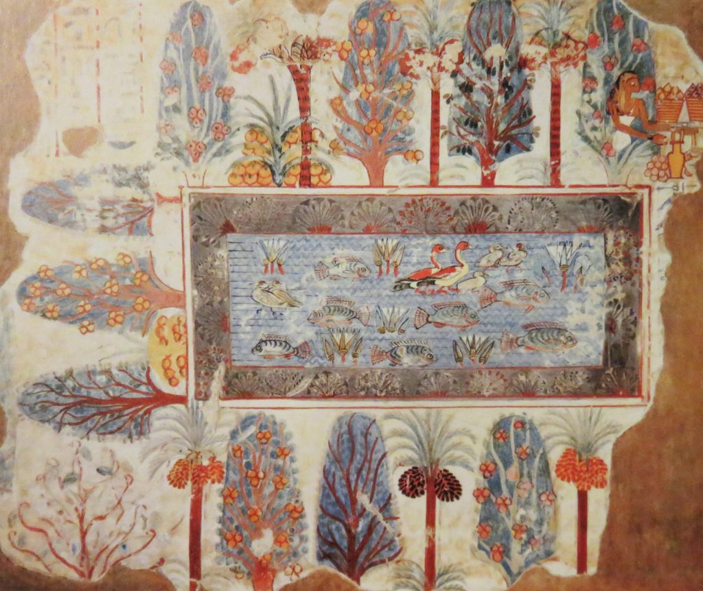 باغ با استخر / نقاشی دیواری مصری