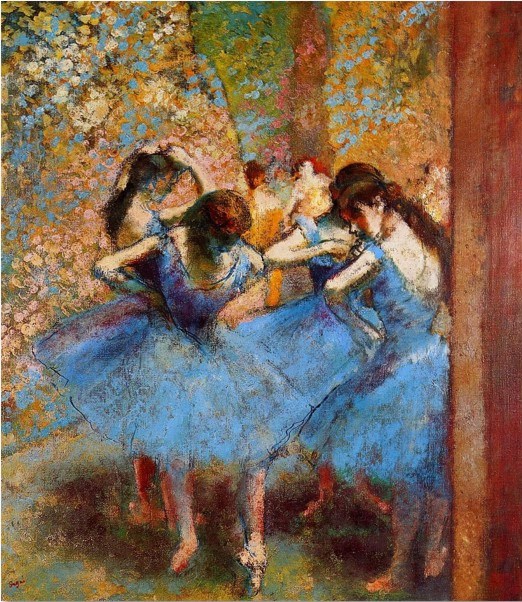 رقصندگانِ آبی، ۷۵ در ۸۵ سانتیمتر، رنگ روغن، ۱۸۹۰